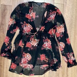 Express Sheer Floral Top Sz Small